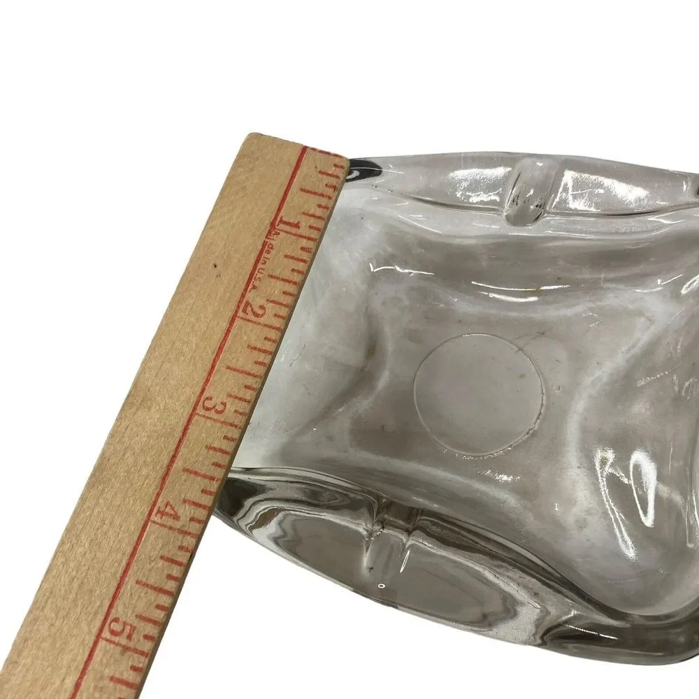 Vintage Thick Glass Ashtray 70's Vintage Glass Cigarette Holder MCM - Picture 16 of 16